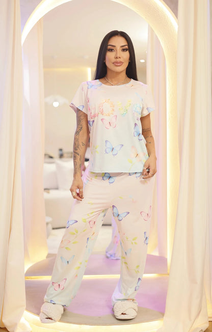 Pijama Trio Mariposas Pastel - Pijamas MR